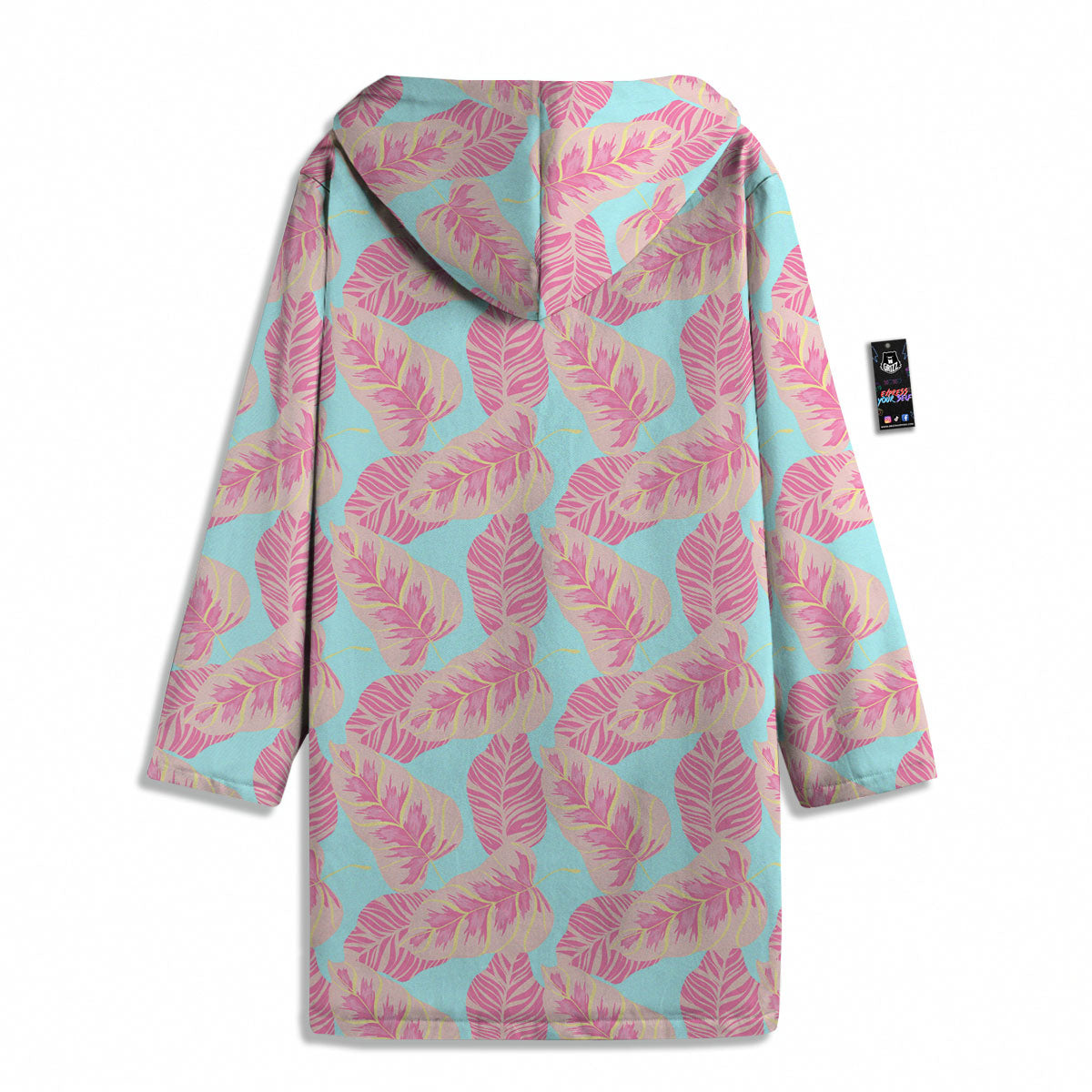 Tropical Leaf Pink And Teal Print Pattern Men's Windbreaker Jacket-grizzshop