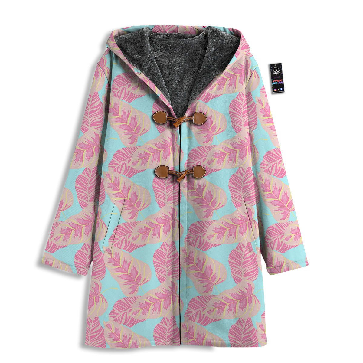 Tropical Leaf Pink And Teal Print Pattern Men's Windbreaker Jacket-grizzshop