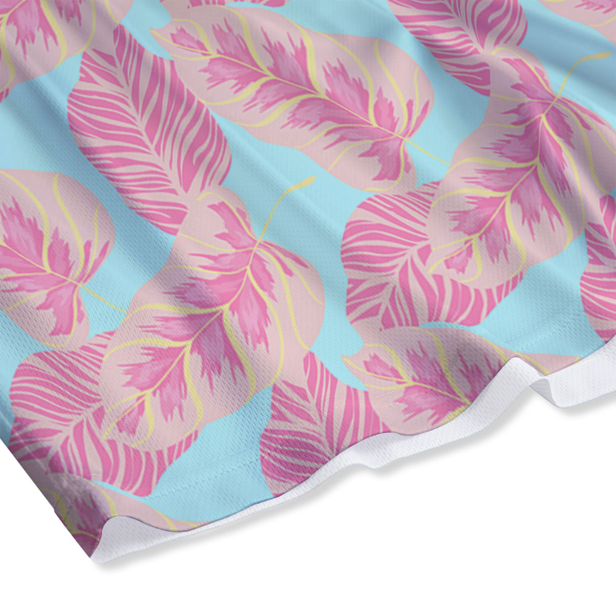 Tropical Leaf Pink And Teal Print Pattern Mesh Shorts