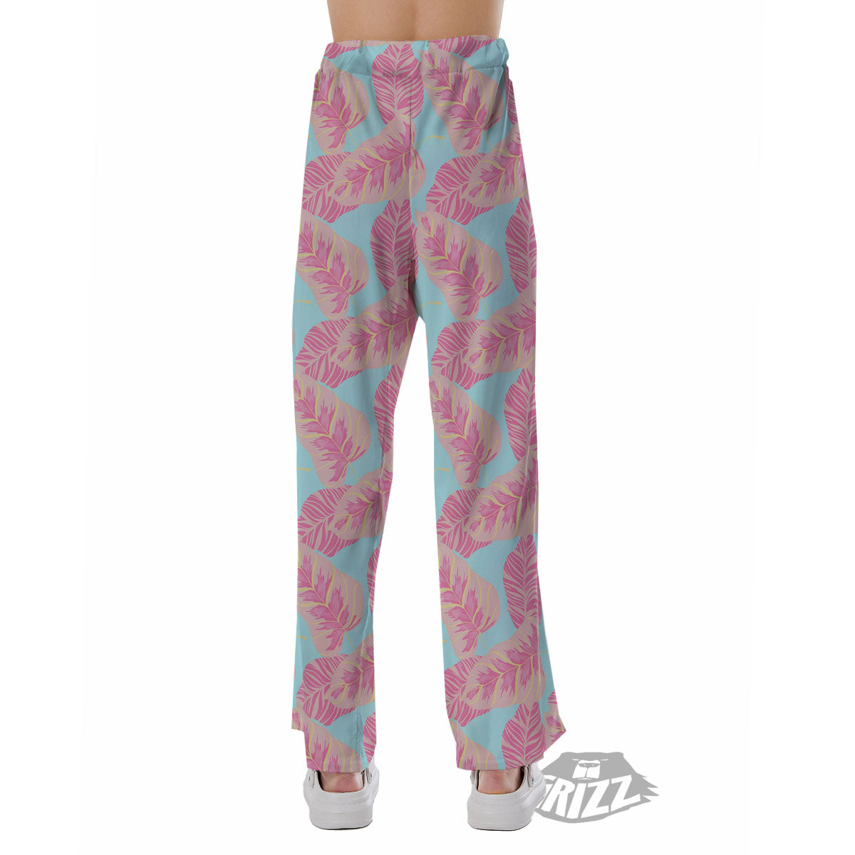 Tropical Leaf Pink And Teal Print Pattern Pajama Pants-grizzshop