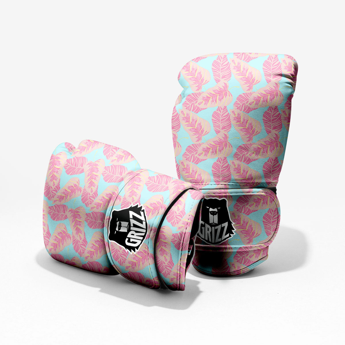 Tropical Leaf Pink And Teal Print Pattern Pro Boxing Glove