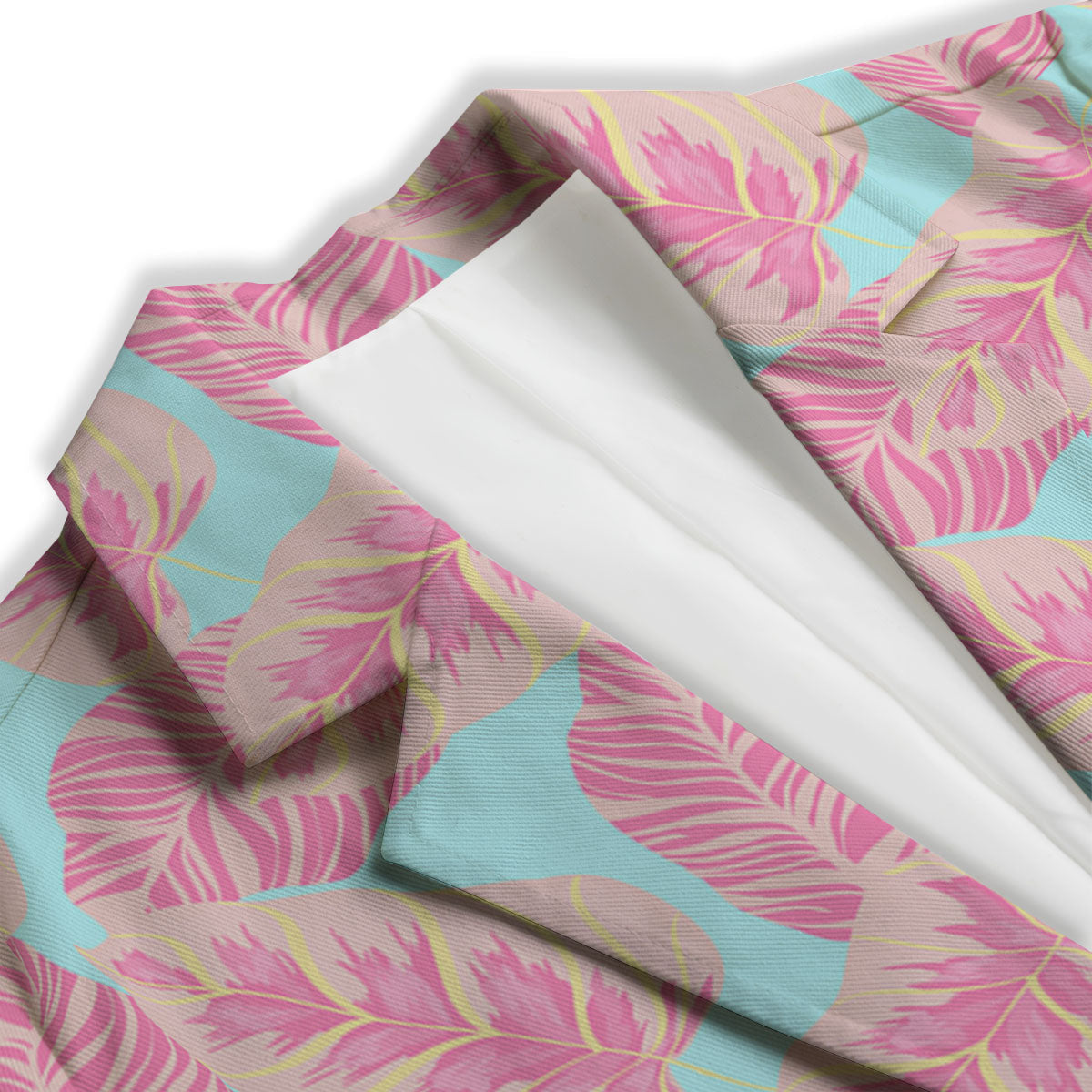 Tropical Leaf Pink And Teal Print Pattern Women's Blazer-grizzshop