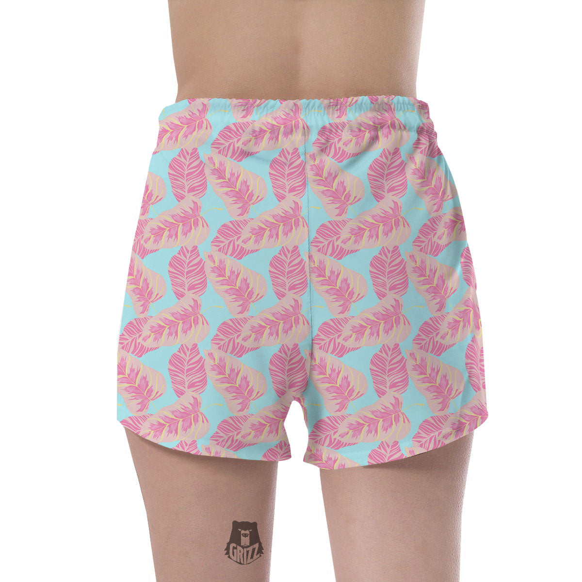Tropical Leaf Pink And Teal Print Pattern Women's Shorts-grizzshop