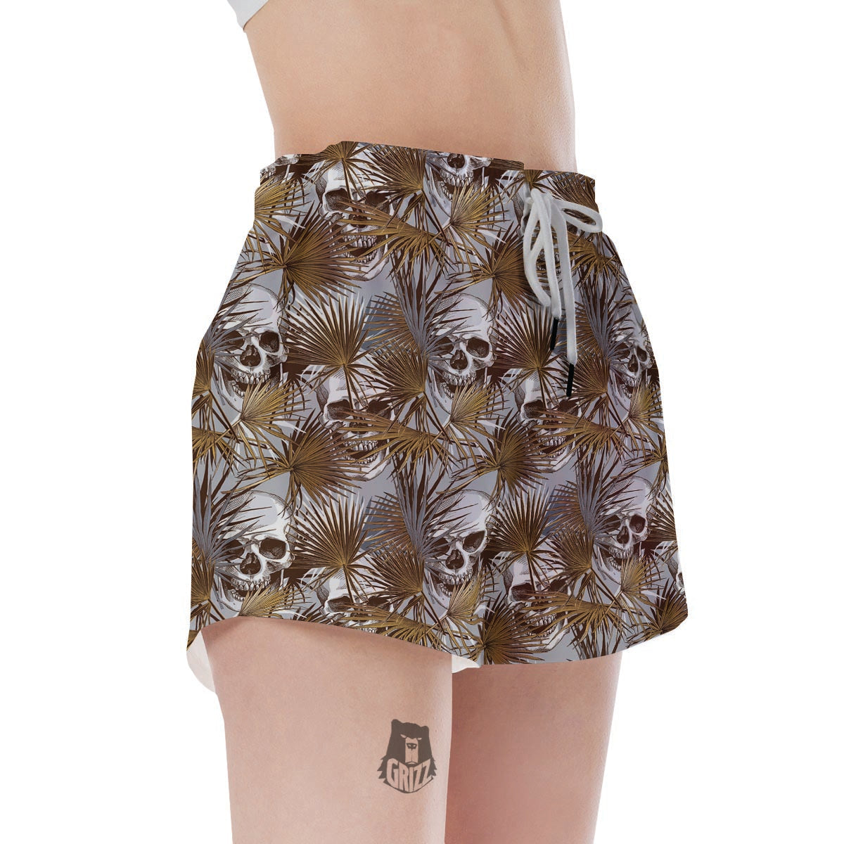 Tropical Leaf Skull Women's Shorts-grizzshop