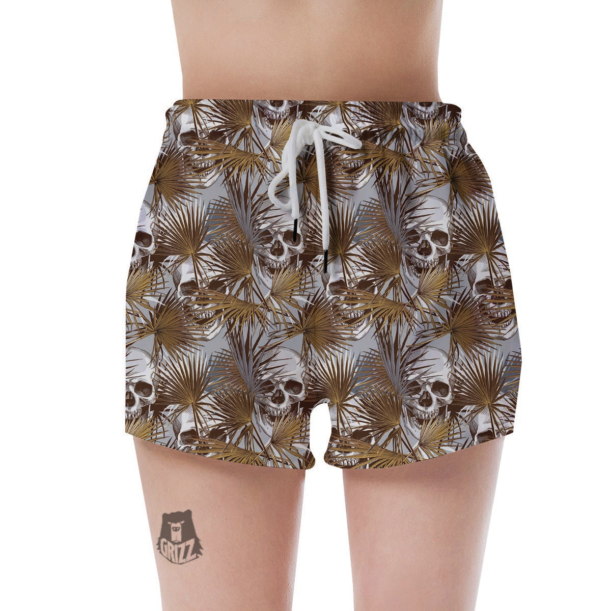Tropical Leaf Skull Women's Shorts-grizzshop