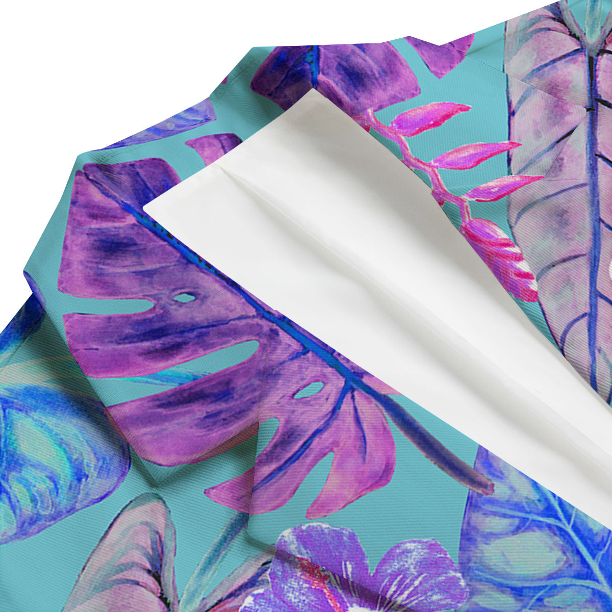 Tropical Leaf Teal And Purple Print Men's Blazer-grizzshop