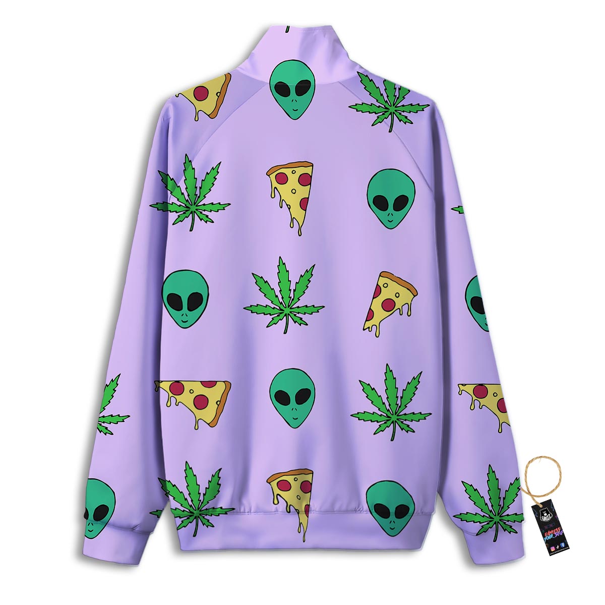 Tropical Leaf Teal And Purple Print Track Jacket-grizzshop