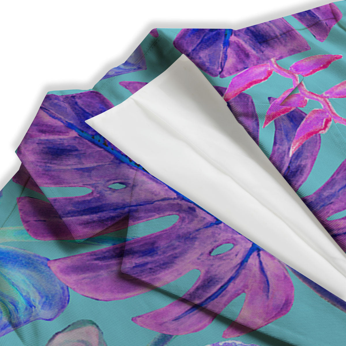 Tropical Leaf Teal And Purple Print Women's Blazer-grizzshop