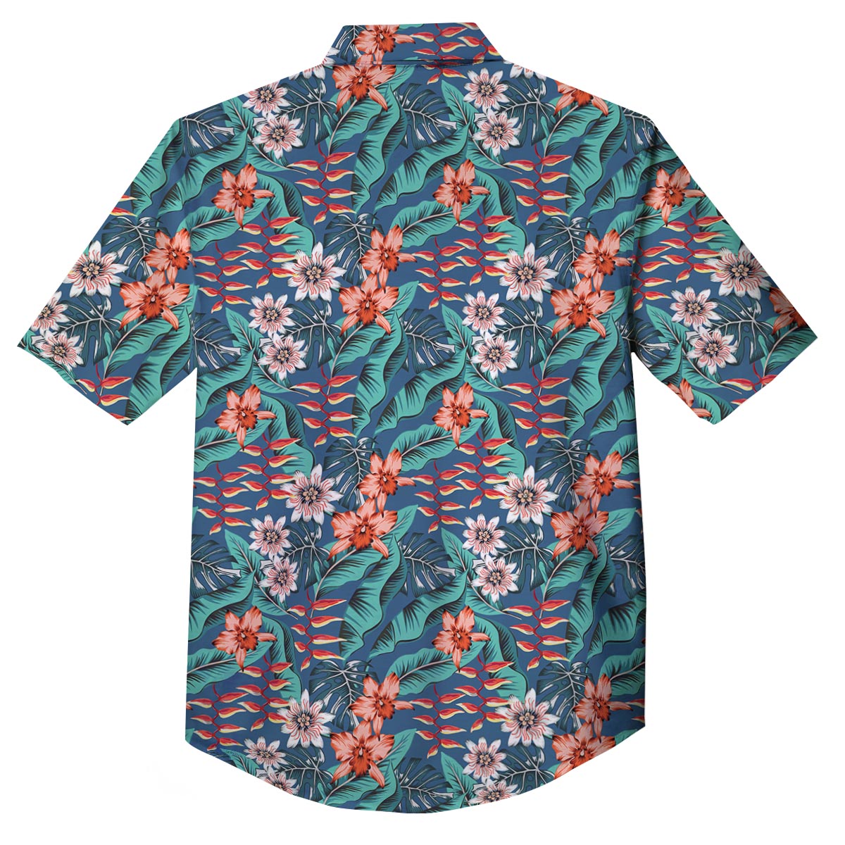 Tropical Leaf Teal Print Pattern Button Up Shirt-grizzshop