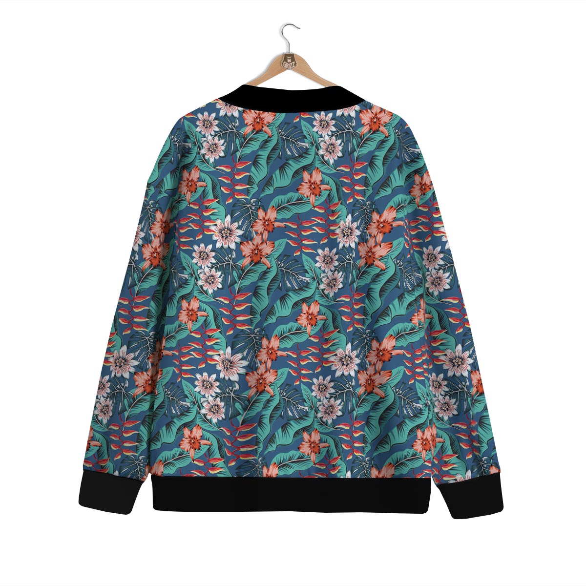 Tropical Leaf Teal Print Pattern Cardigan-grizzshop