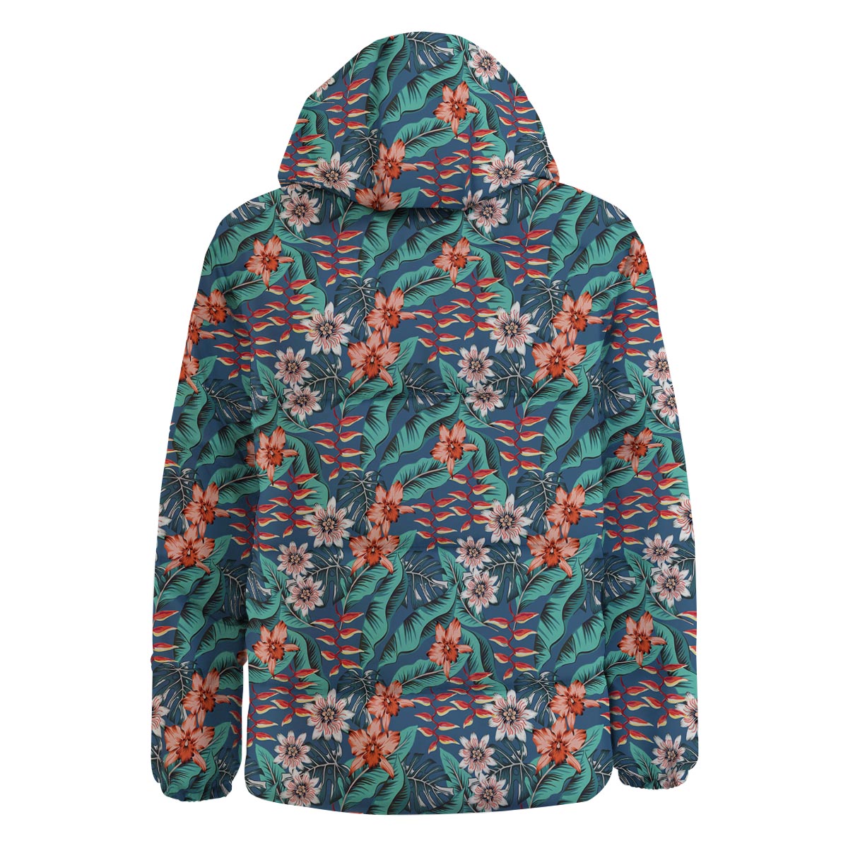 Tropical Leaf Teal Print Pattern Down Jacket-grizzshop