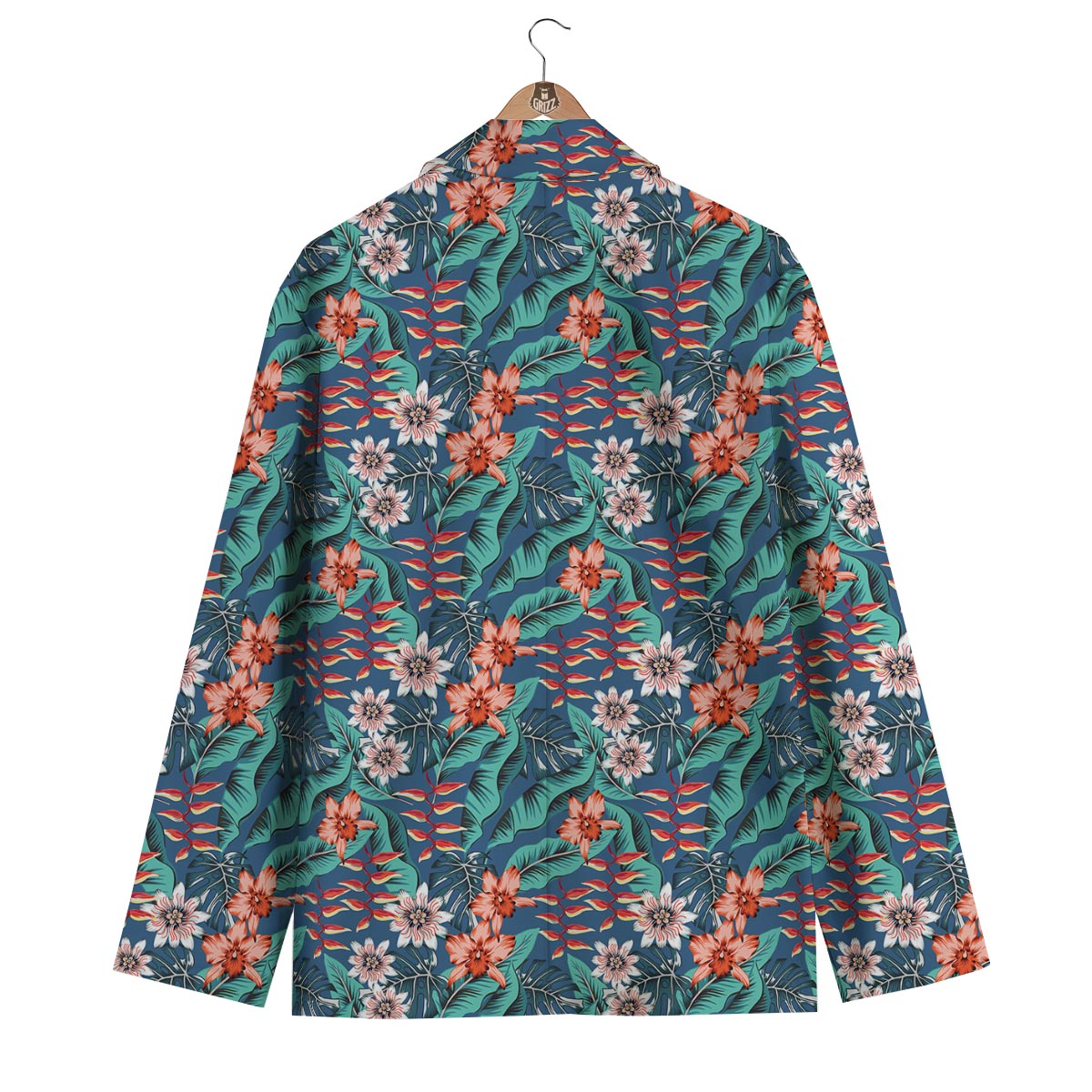 Tropical Leaf Teal Print Pattern Men's Blazer-grizzshop