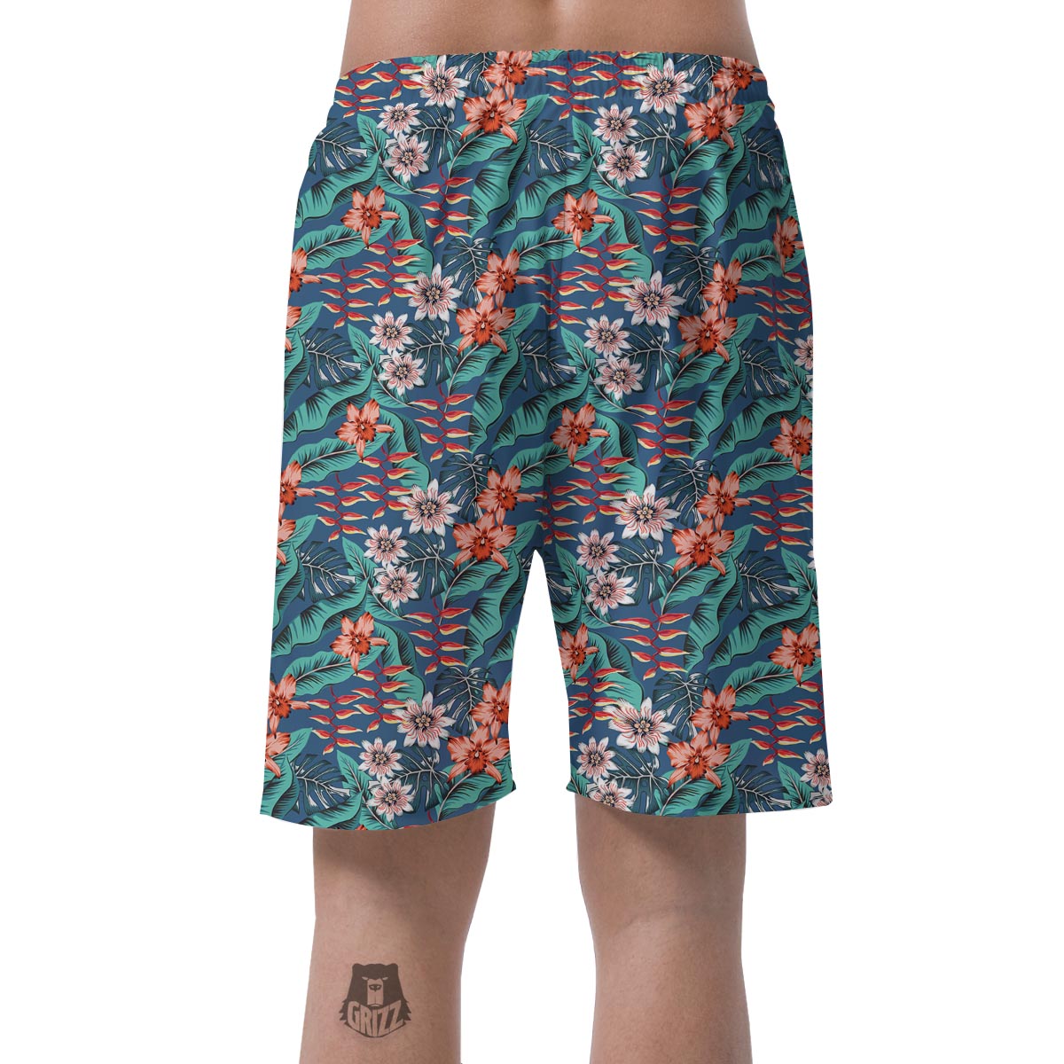 Tropical Leaf Teal Print Pattern Men's Shorts-grizzshop