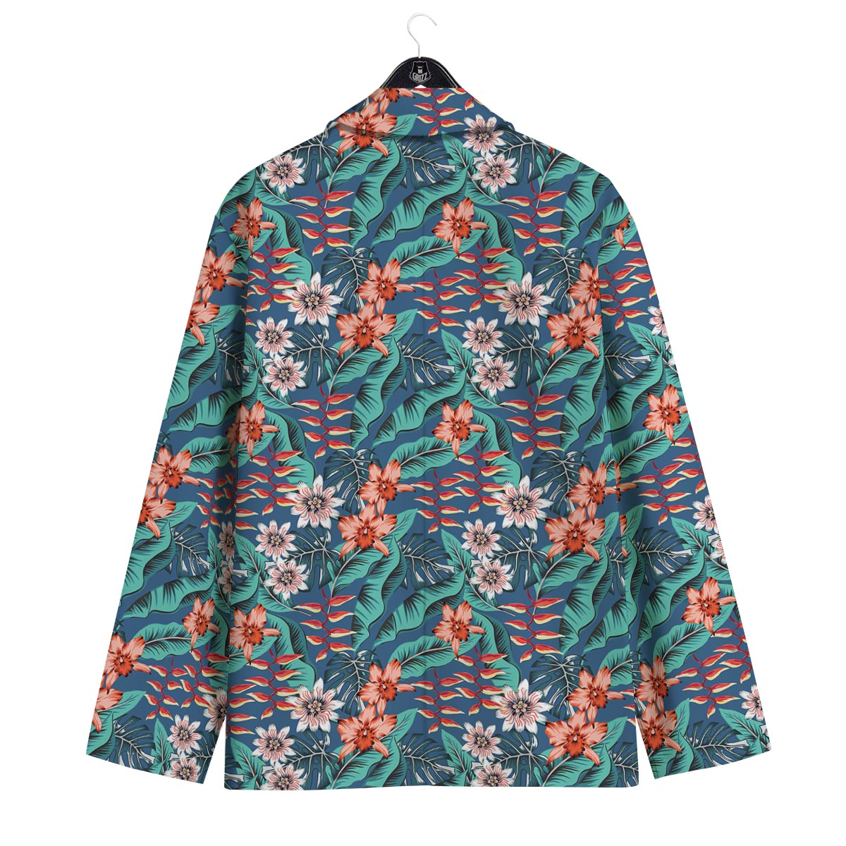 Tropical Leaf Teal Print Pattern Men's Sport Coat-grizzshop