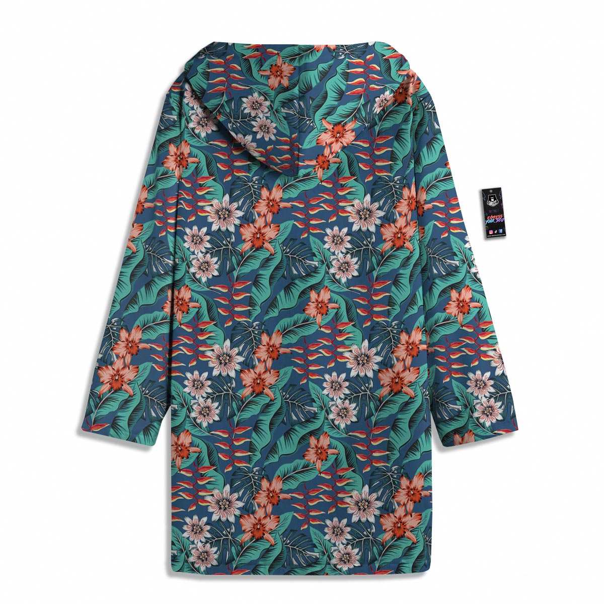 Tropical Leaf Teal Print Pattern Men's Windbreaker Jacket-grizzshop