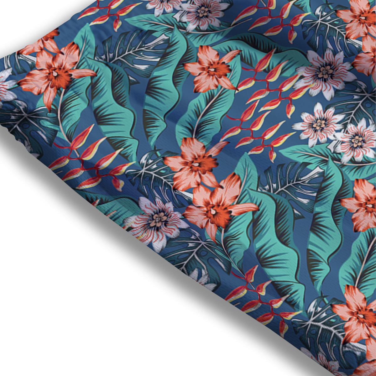 Tropical Leaf Teal Print Pattern Mesh Shorts