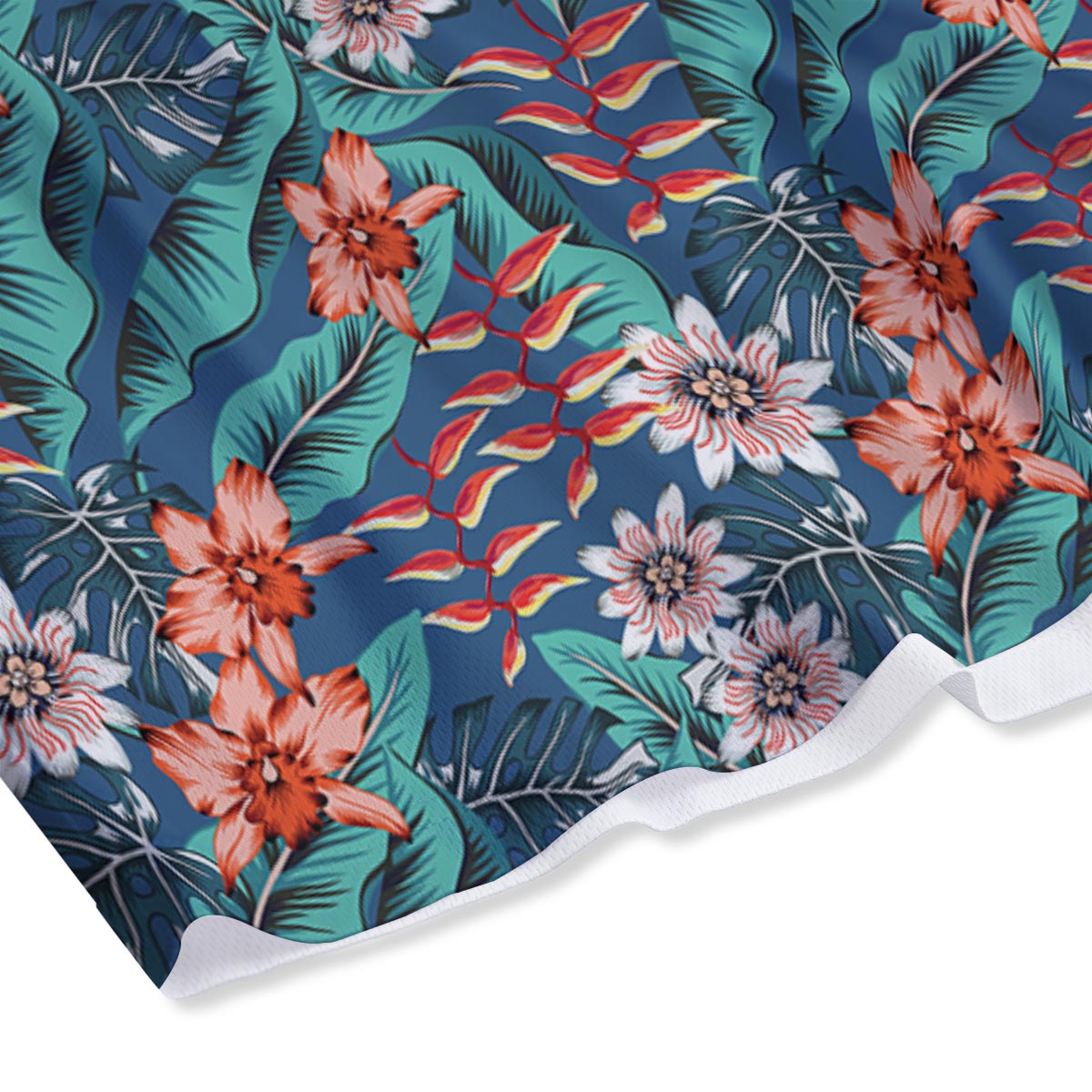 Tropical Leaf Teal Print Pattern Mesh Shorts