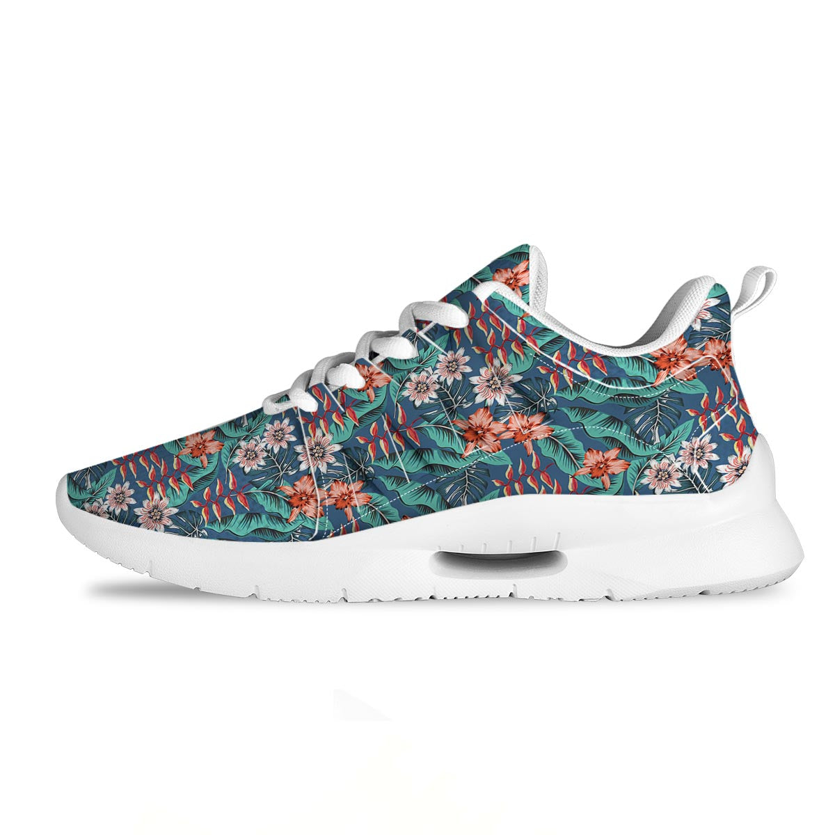 Tropical Leaf Teal Print Pattern Tennis Shoes-grizzshop