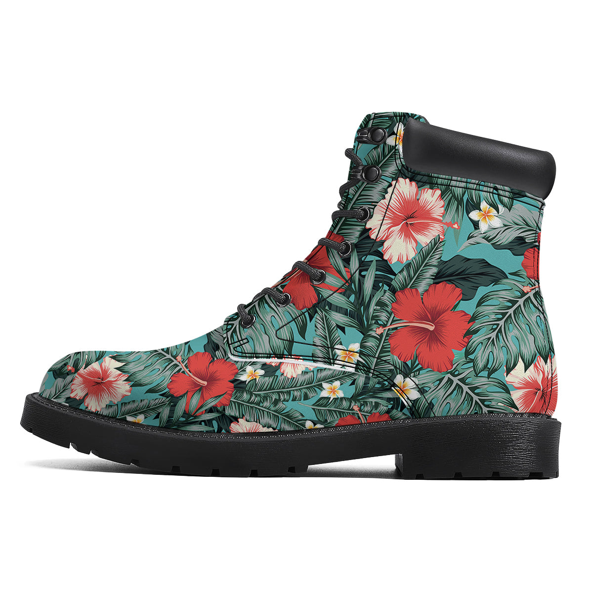 Tropical Leaf Turquoise Print Pattern Boots-grizzshop