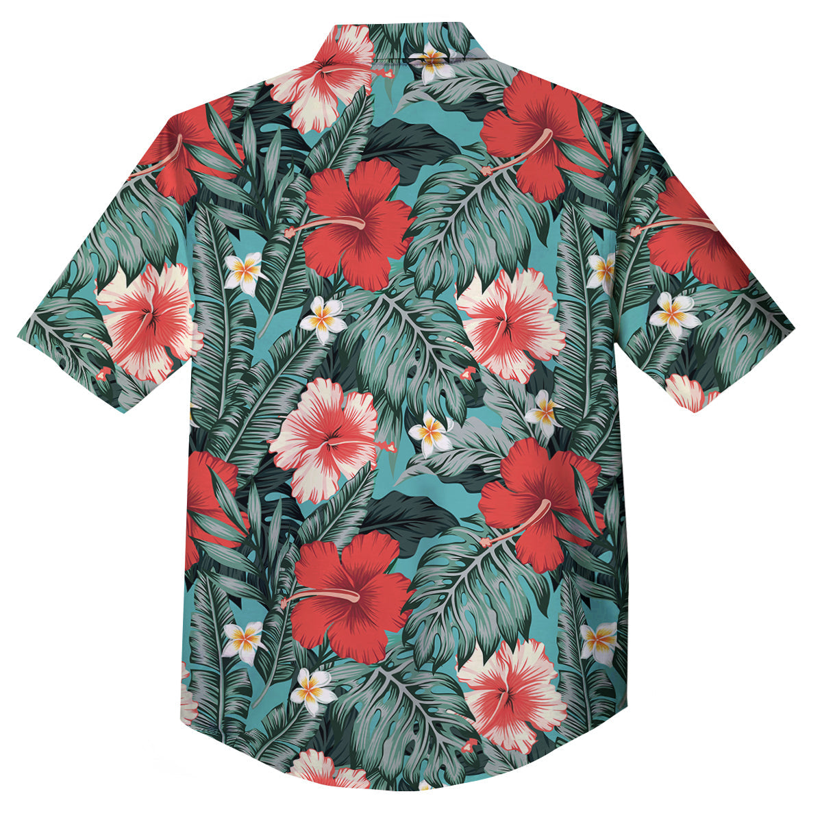 Tropical Leaf Turquoise Print Pattern Button Up Shirt-grizzshop
