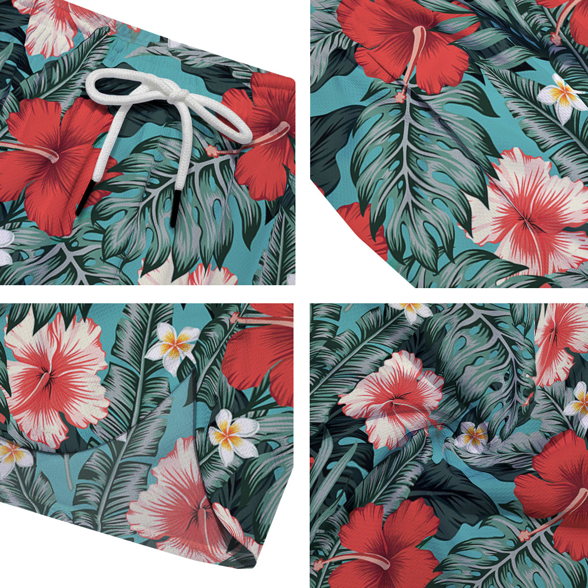 Tropical Leaf Turquoise Print Pattern Men's Running Shorts-grizzshop