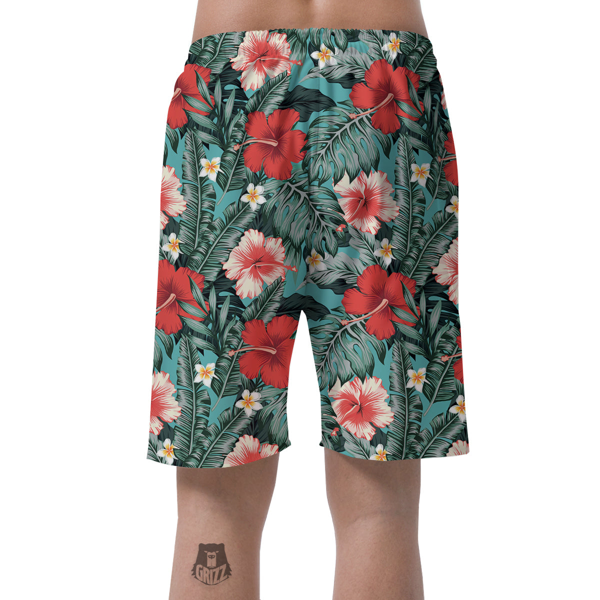 Tropical Leaf Turquoise Print Pattern Men's Shorts-grizzshop