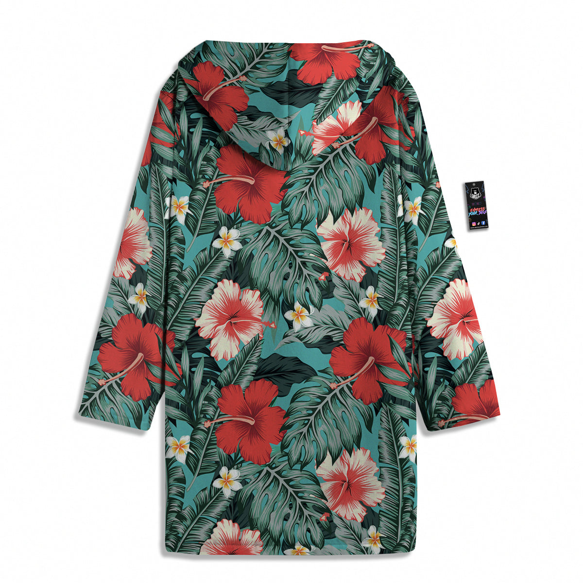 Tropical Leaf Turquoise Print Pattern Men's Windbreaker Jacket-grizzshop