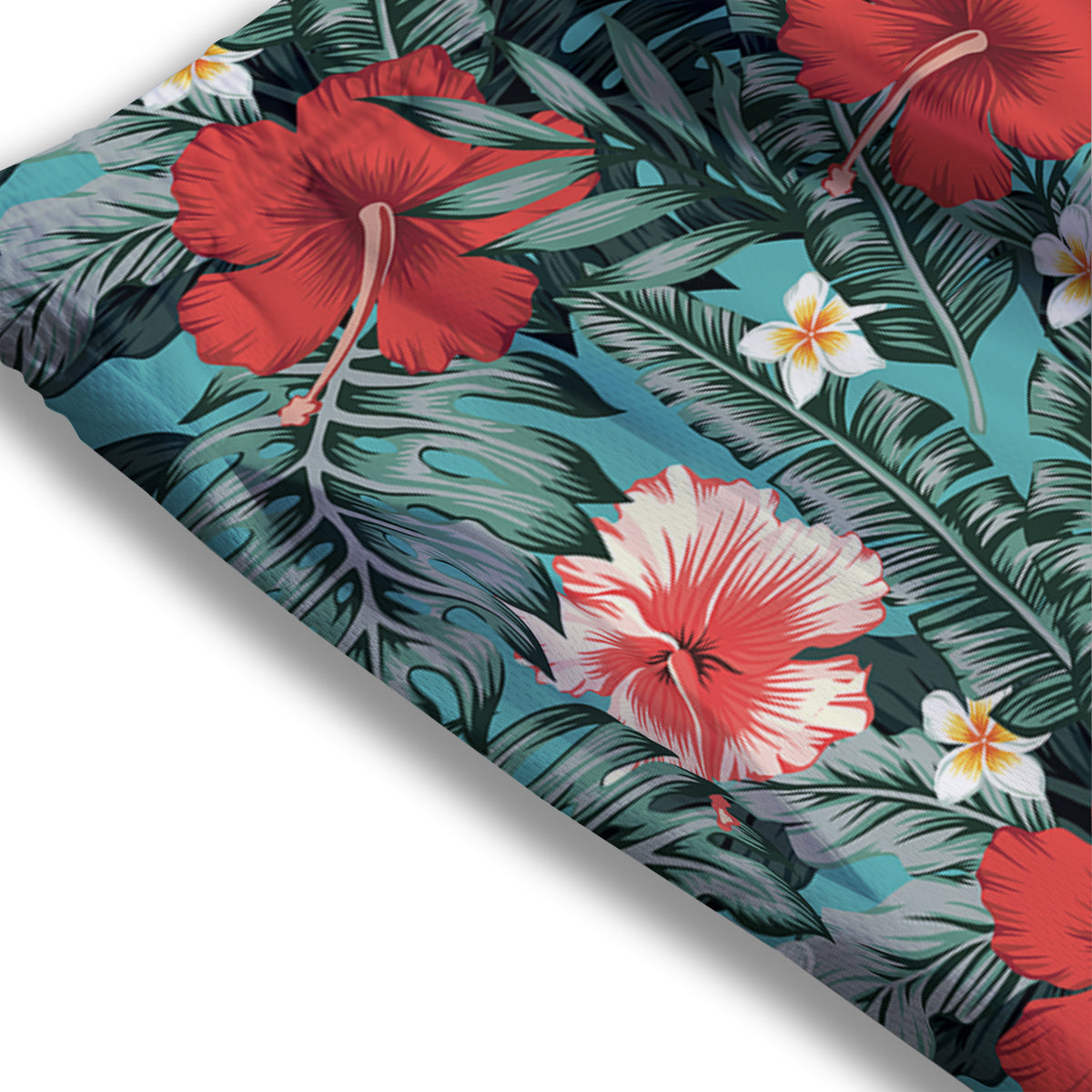 Tropical Leaf Turquoise Print Pattern Mesh Shorts