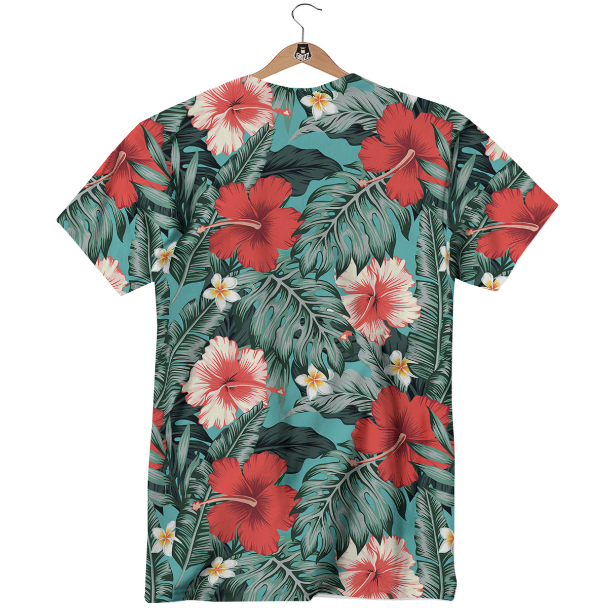 Tropical Leaf Turquoise Print Pattern T-Shirt-grizzshop