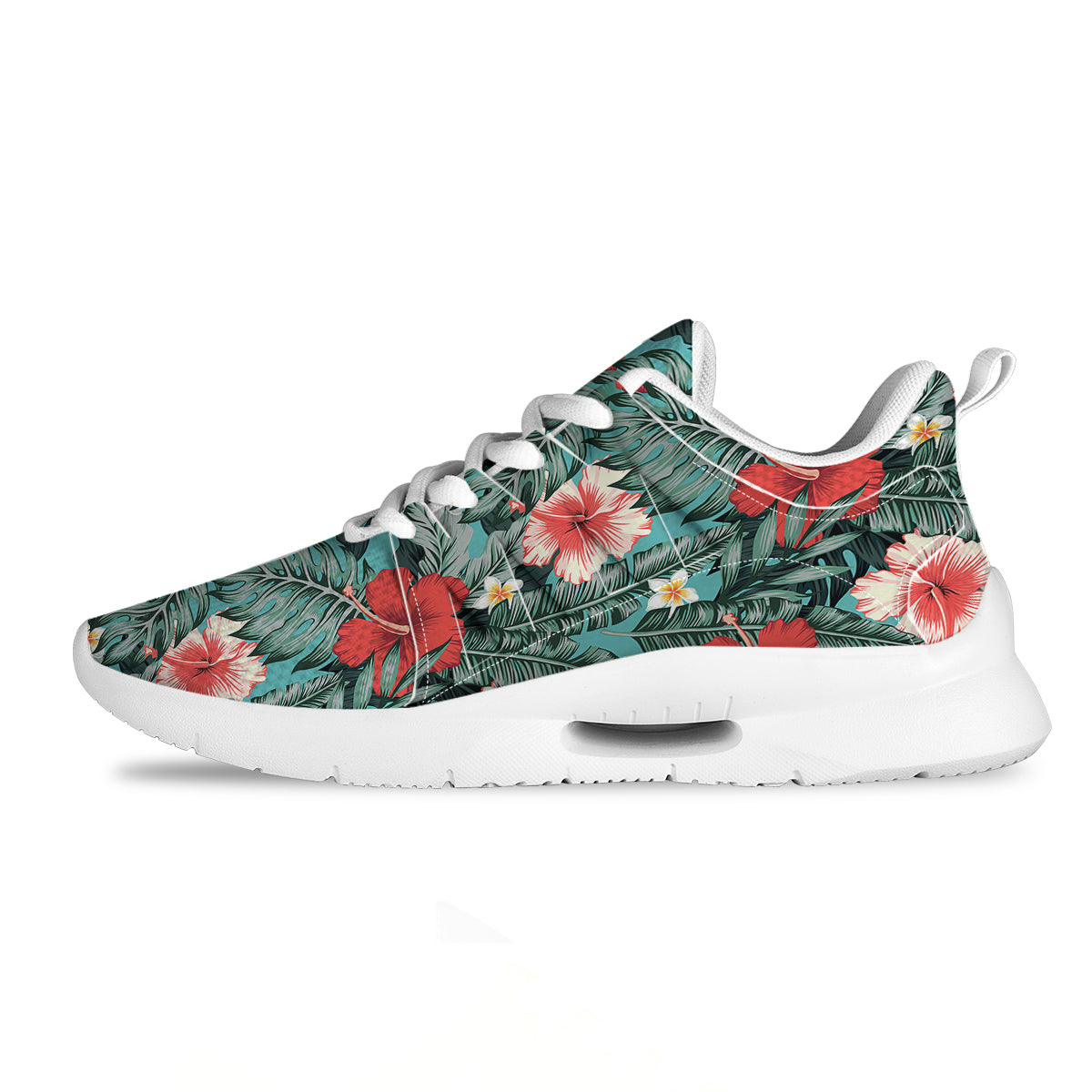 Tropical Leaf Turquoise Print Pattern Tennis Shoes-grizzshop
