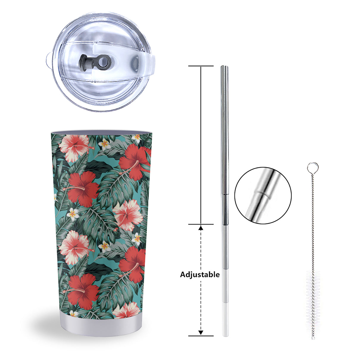 Tropical Leaf Turquoise Print Pattern Tumbler-grizzshop