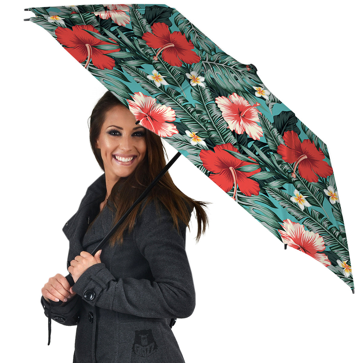 Tropical Leaf Turquoise Print Pattern Umbrella-grizzshop