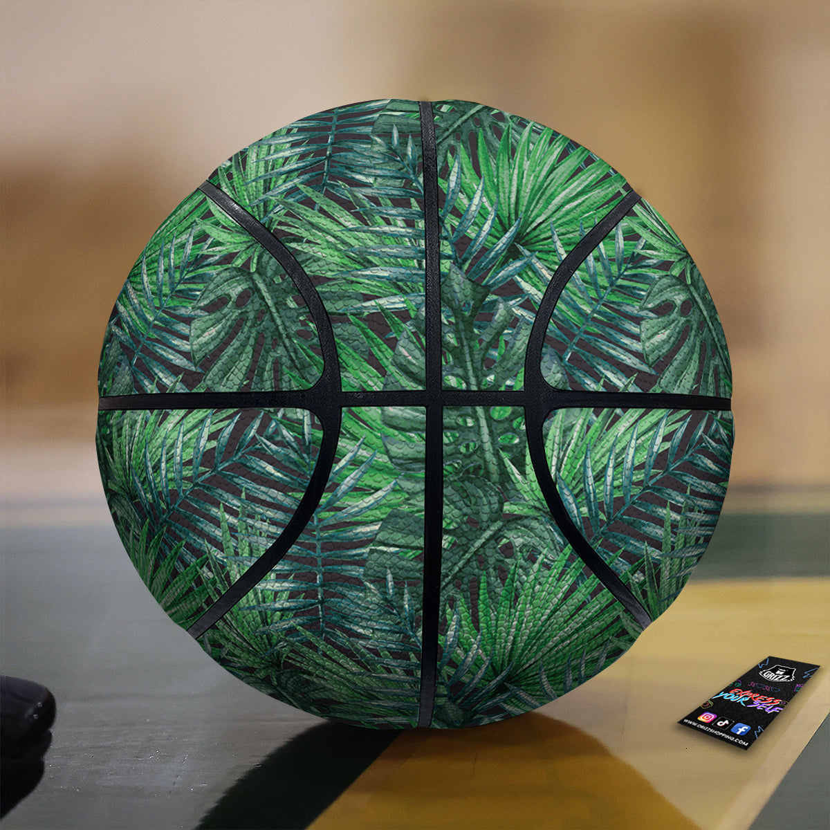 Tropical Leaf Watercolor Print Pattern Basketball