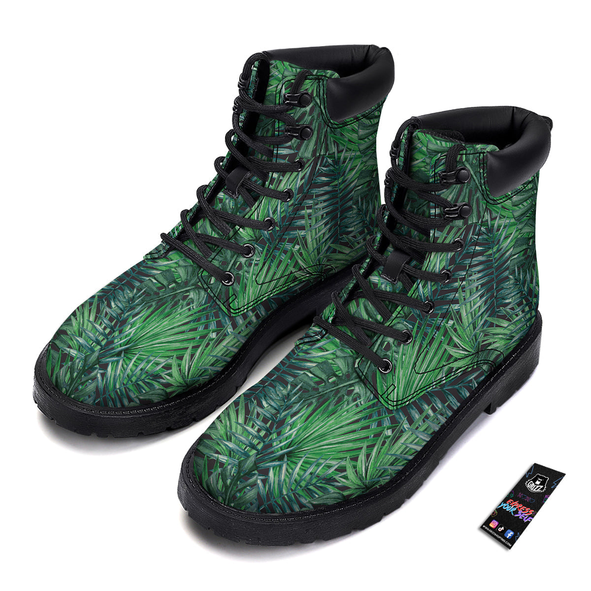 Tropical Leaf Watercolor Print Pattern Boots-grizzshop