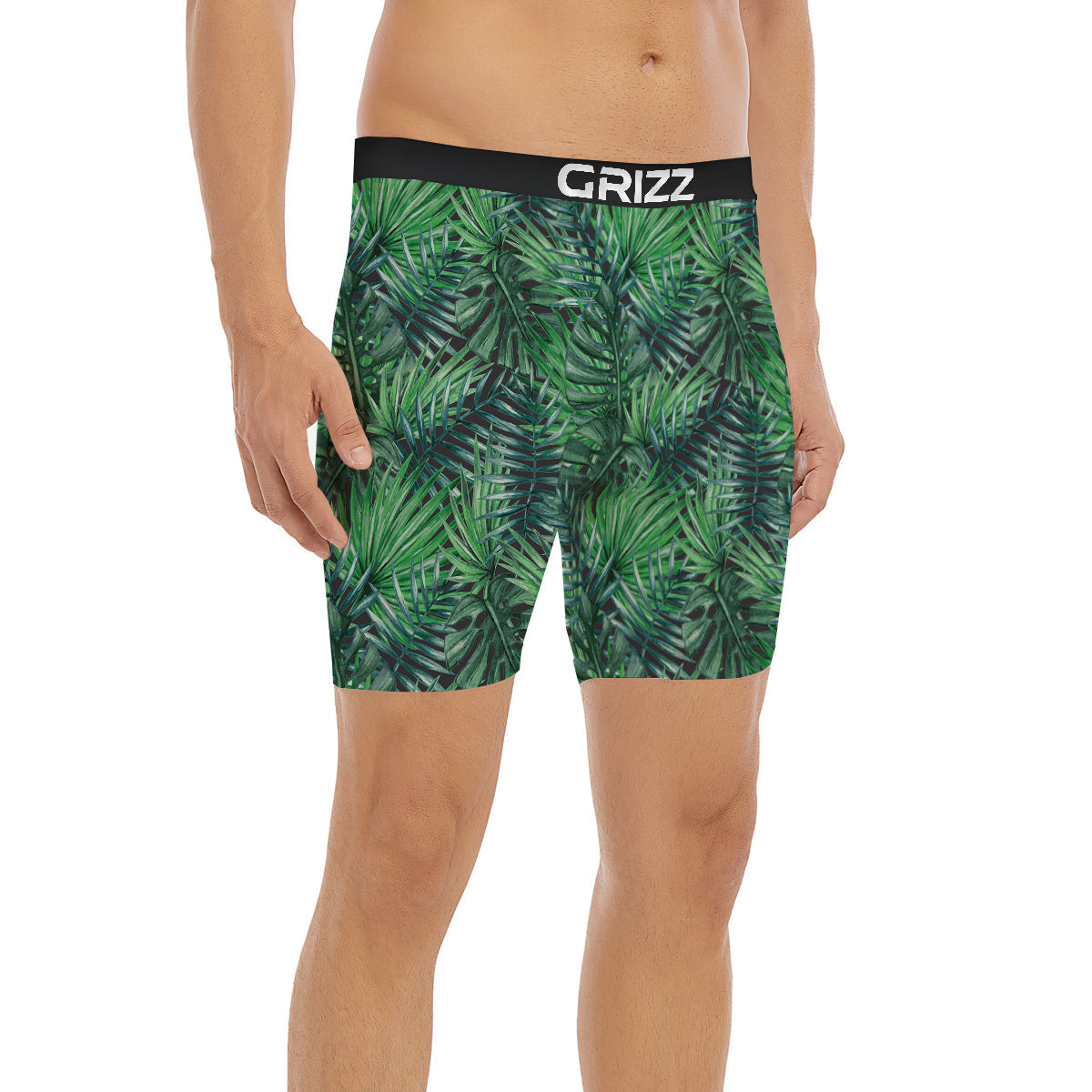 Tropical Leaf Watercolor Print Pattern Boxer Briefs-grizzshop