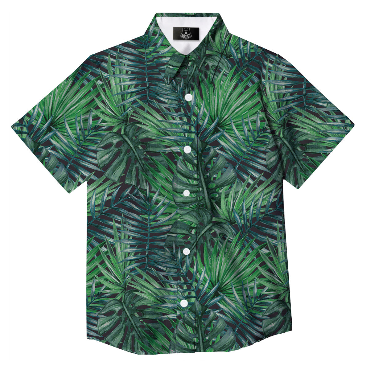 Tropical Leaf Watercolor Print Pattern Button Up Shirt-grizzshop