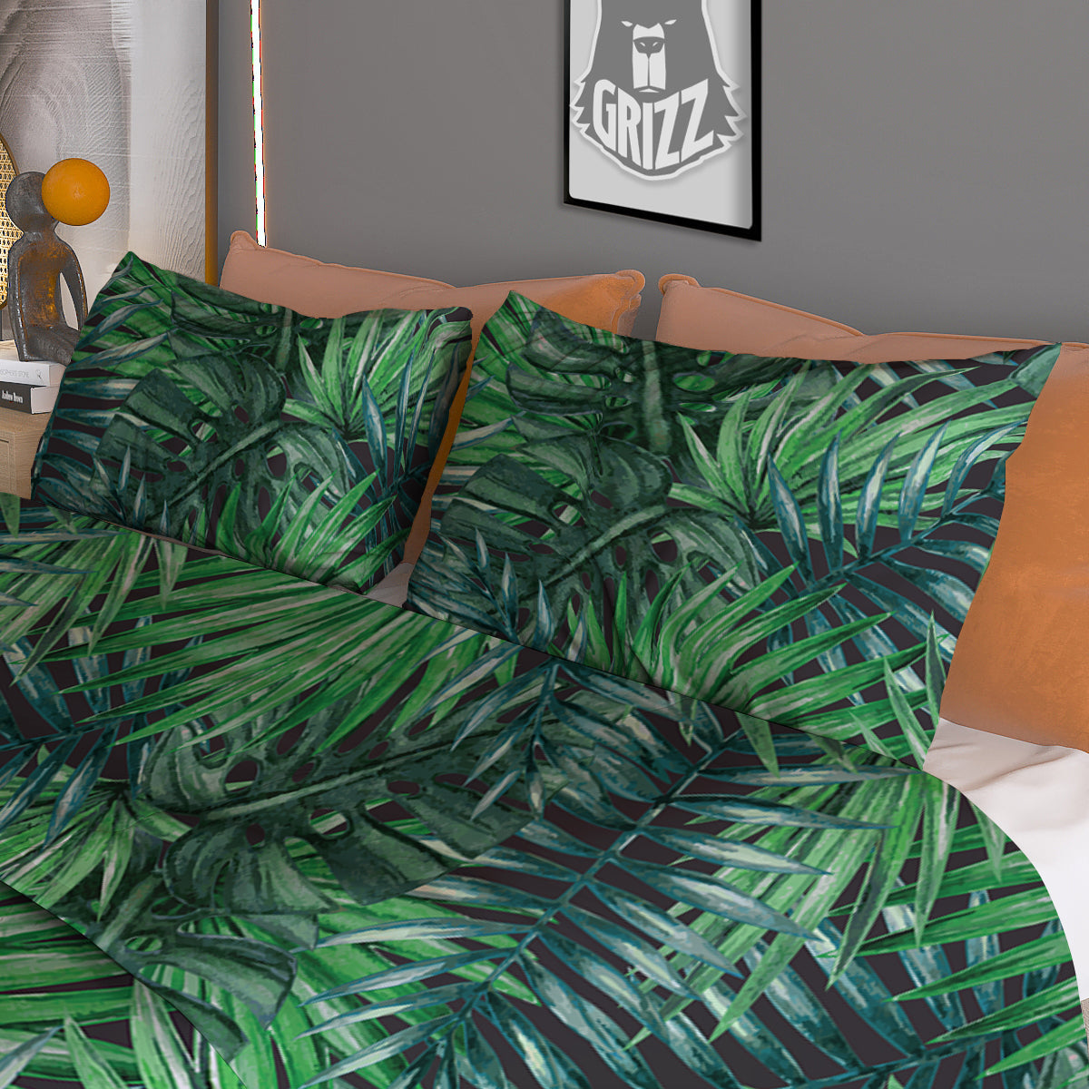 Tropical Leaf Watercolor Print Pattern Duvet Cover Bedding Set