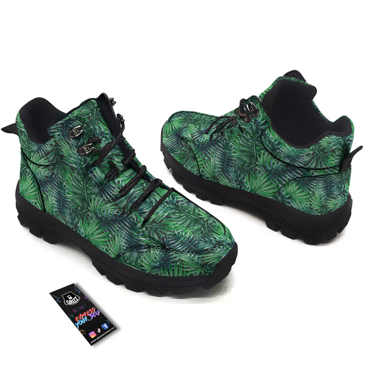 Tropical Leaf Watercolor Print Pattern Hiking Shoes-grizzshop
