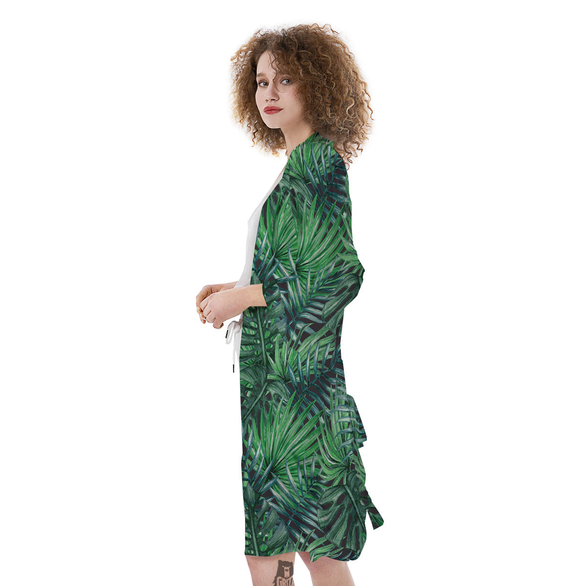Tropical Leaf Watercolor Print Pattern Kimono-grizzshop
