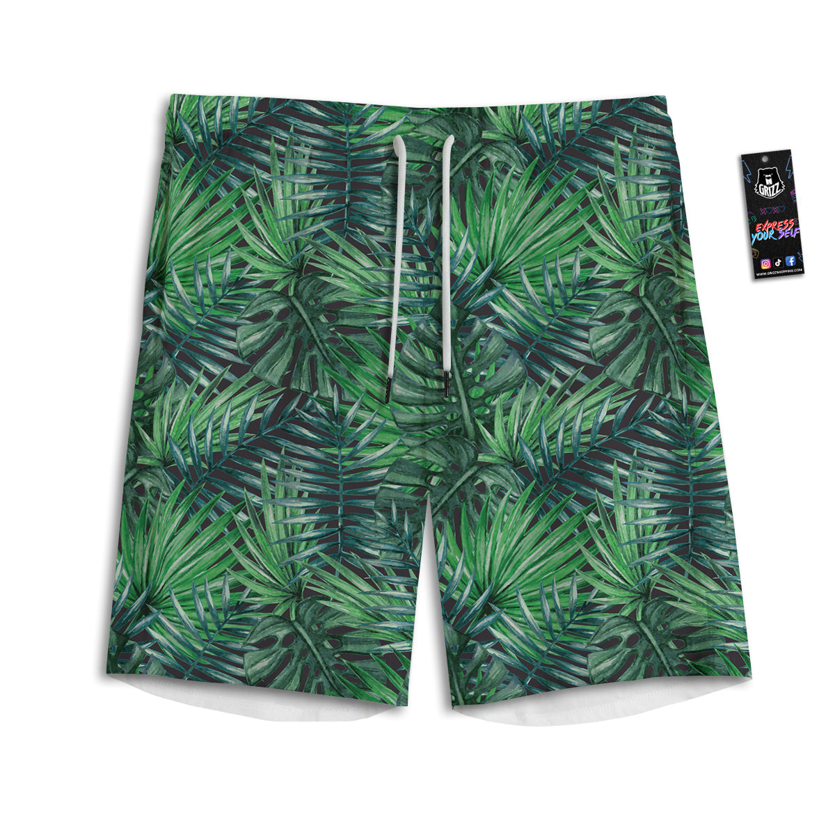 Tropical Leaf Watercolor Print Pattern Men's Athletic Shorts