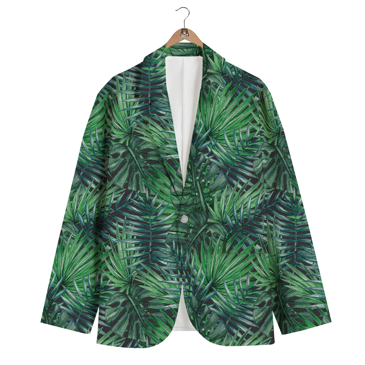 Tropical Leaf Watercolor Print Pattern Men's Blazer-grizzshop