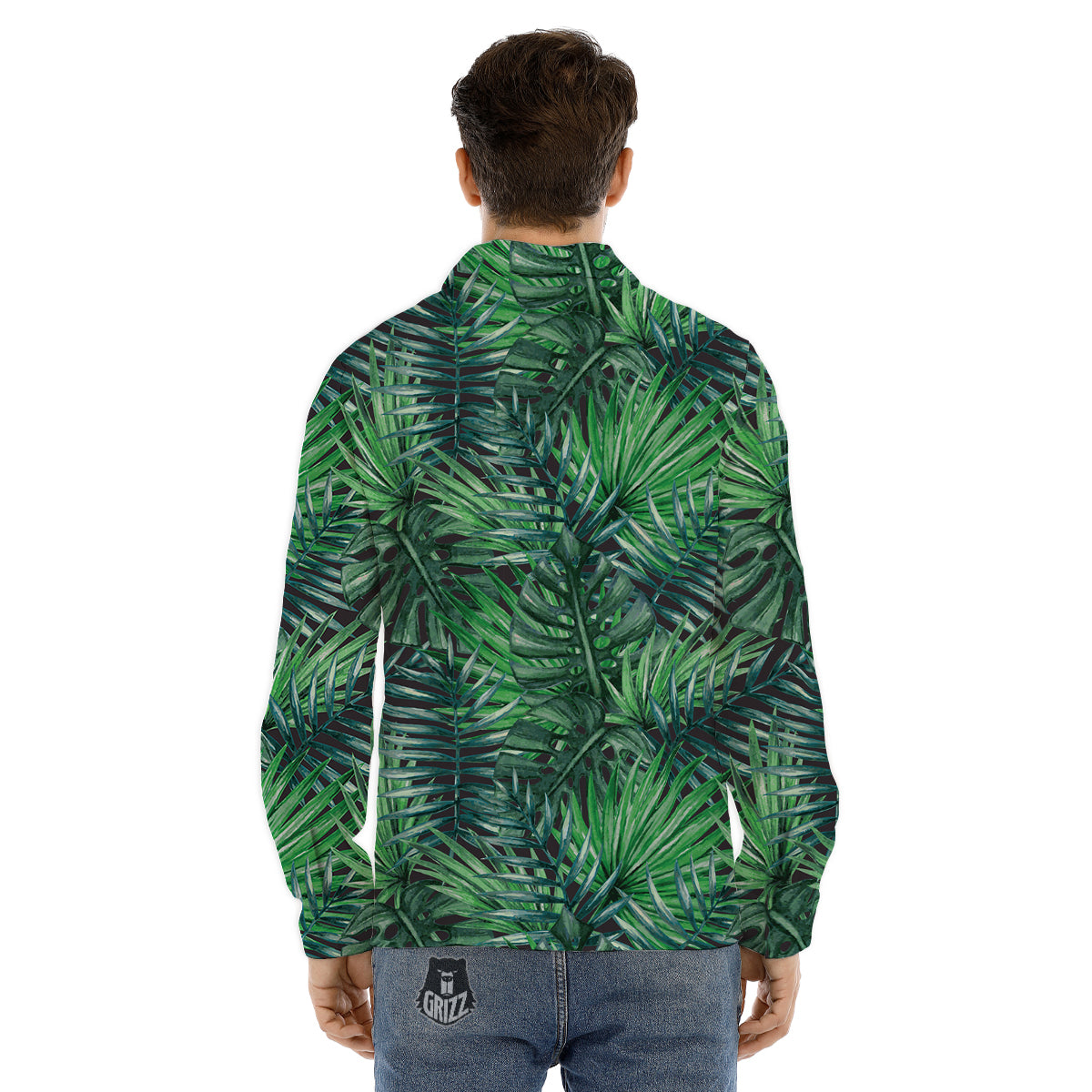 Tropical Leaf Watercolor Print Pattern Men's Dress Shirts-grizzshop