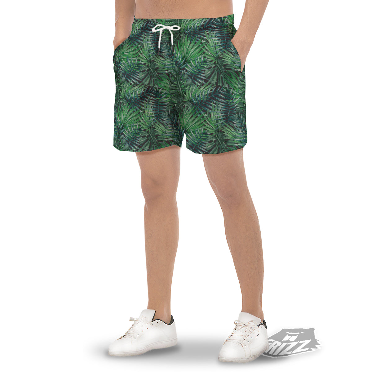 Tropical Leaf Watercolor Print Pattern Men's Gym Shorts-grizzshop