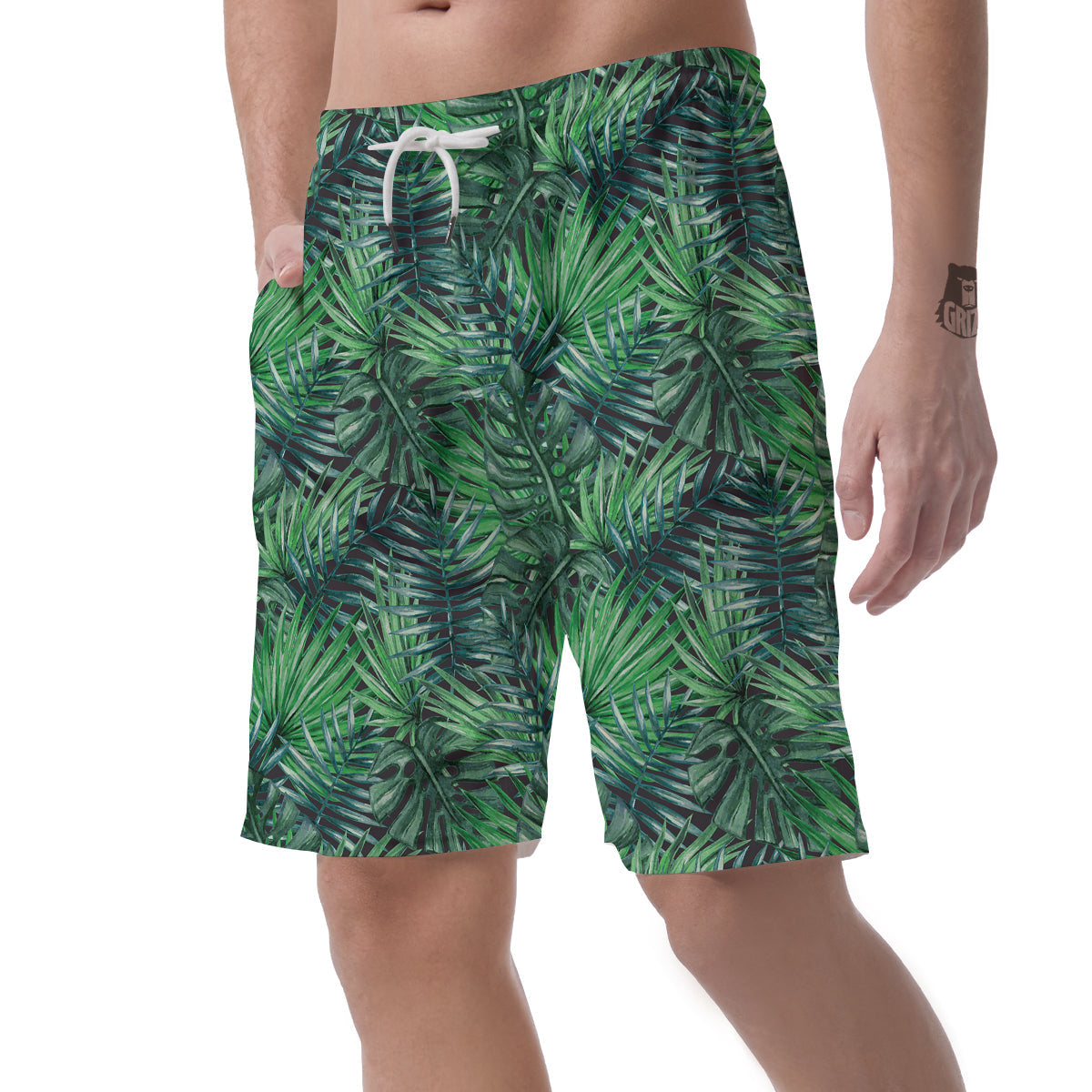 Tropical Leaf Watercolor Print Pattern Men's Shorts-grizzshop