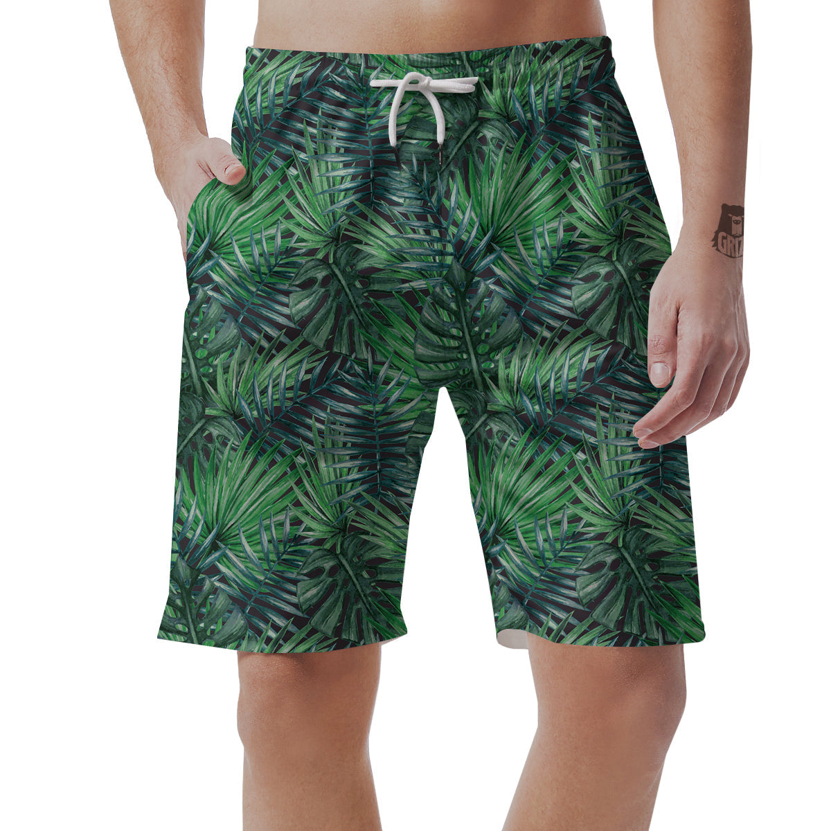 Tropical Leaf Watercolor Print Pattern Men's Shorts-grizzshop