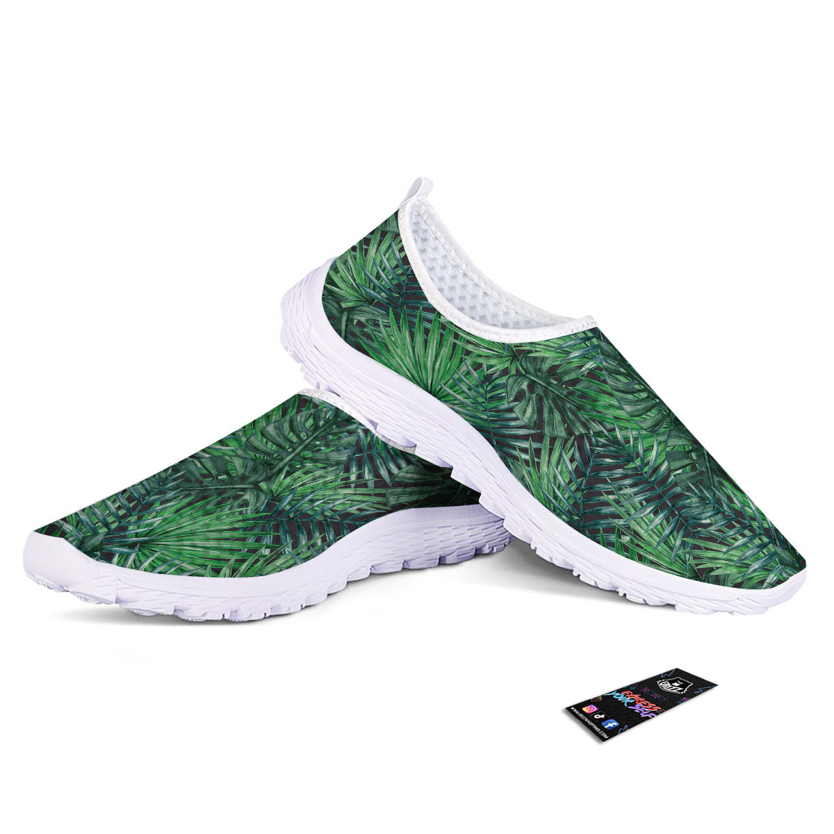 Tropical Leaf Watercolor Print Pattern Nurse Shoes-grizzshop