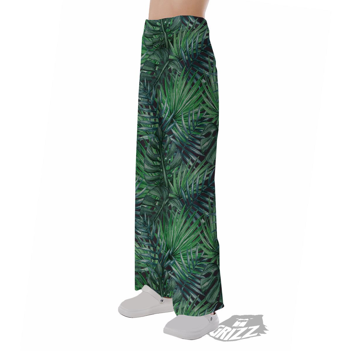 Tropical Leaf Watercolor Print Pattern Pajama Pants-grizzshop