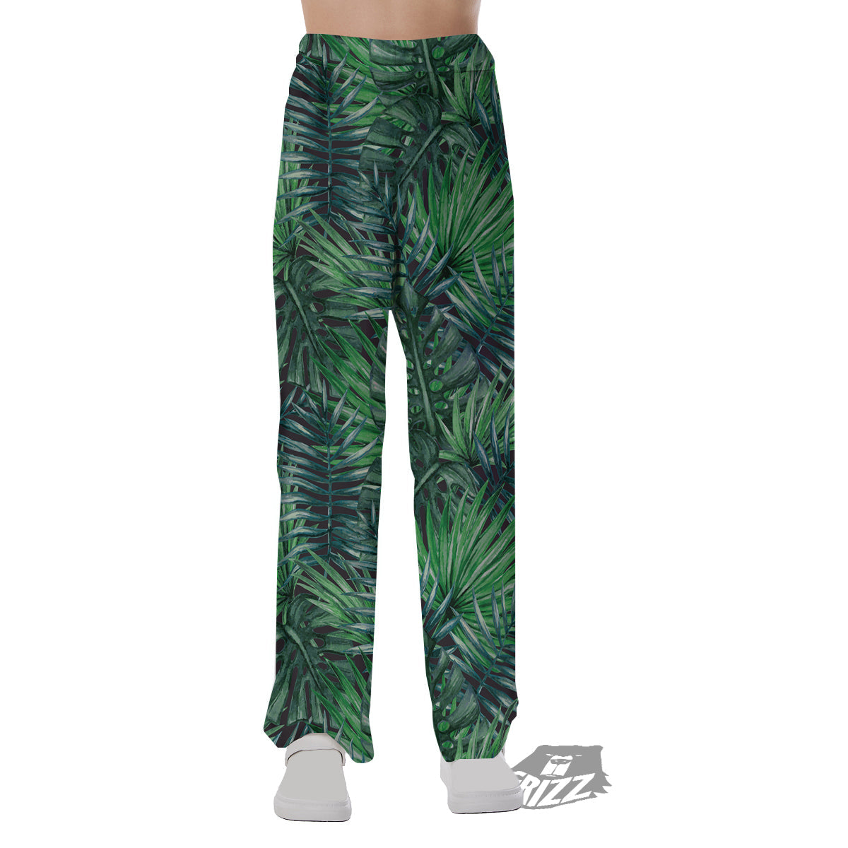 Tropical Leaf Watercolor Print Pattern Pajama Pants-grizzshop