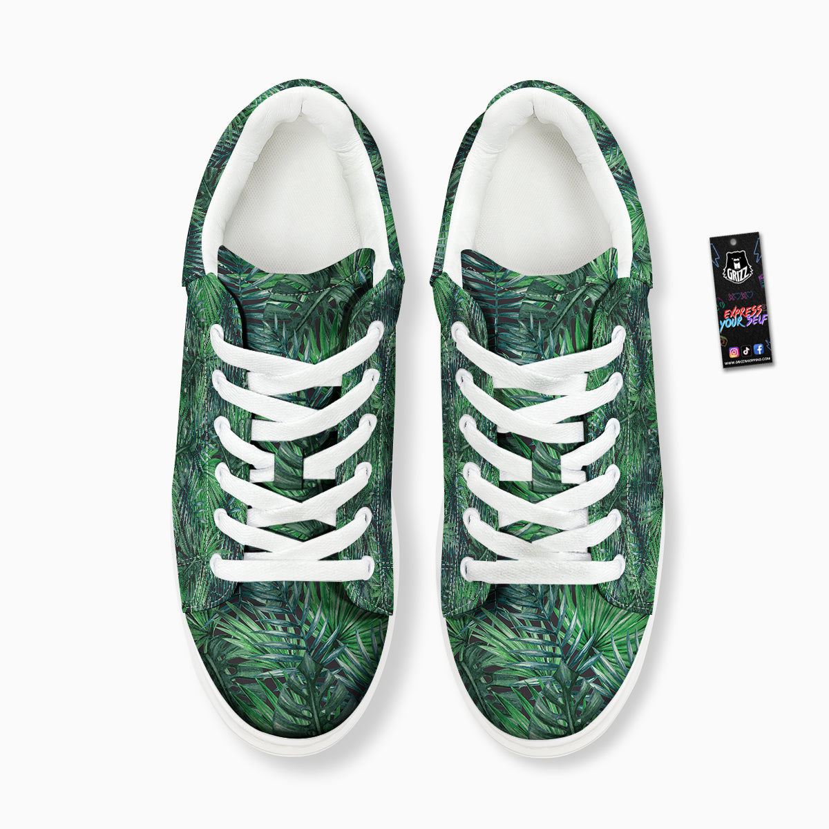 Tropical Leaf Watercolor Print Pattern Platform Shoes-grizzshop