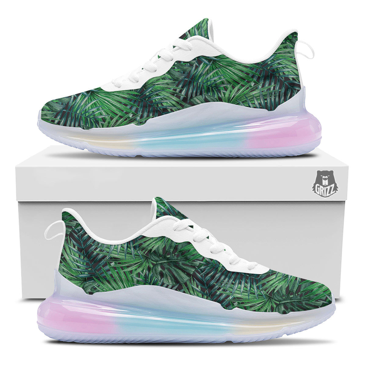 Tropical Leaf Watercolor Print Pattern Running Sneakers-grizzshop